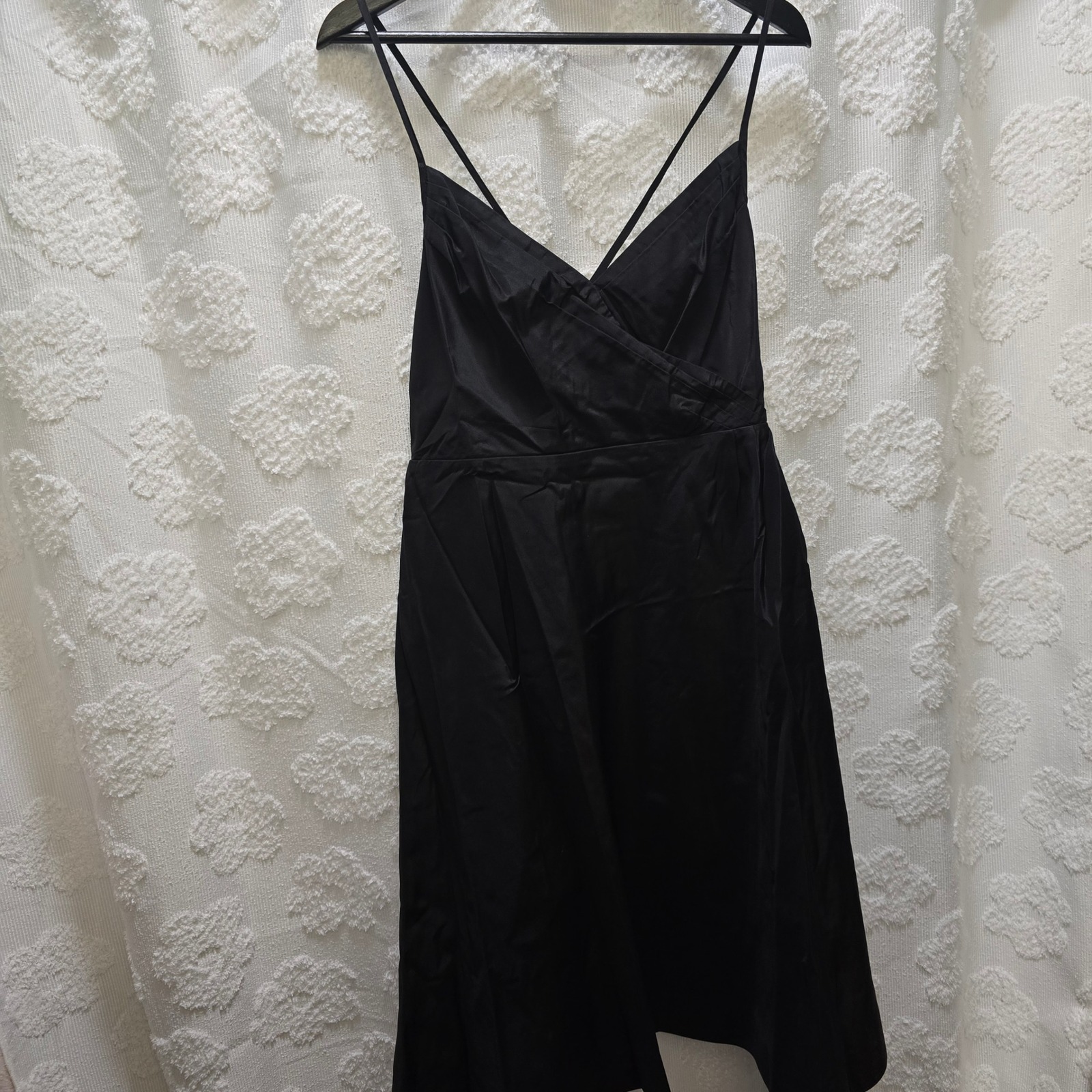 J.Crew Womens Black 100% Silk Cross Back Spaghetti Strap Cocktail Dress Size 12